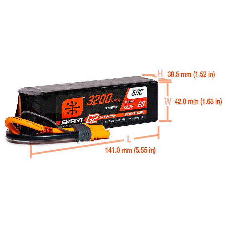 Batterie Lipo 6S 22,2V 3200mAh intelligente 50 C IC5 - SPMX326S50 - Breizh Modélisme.