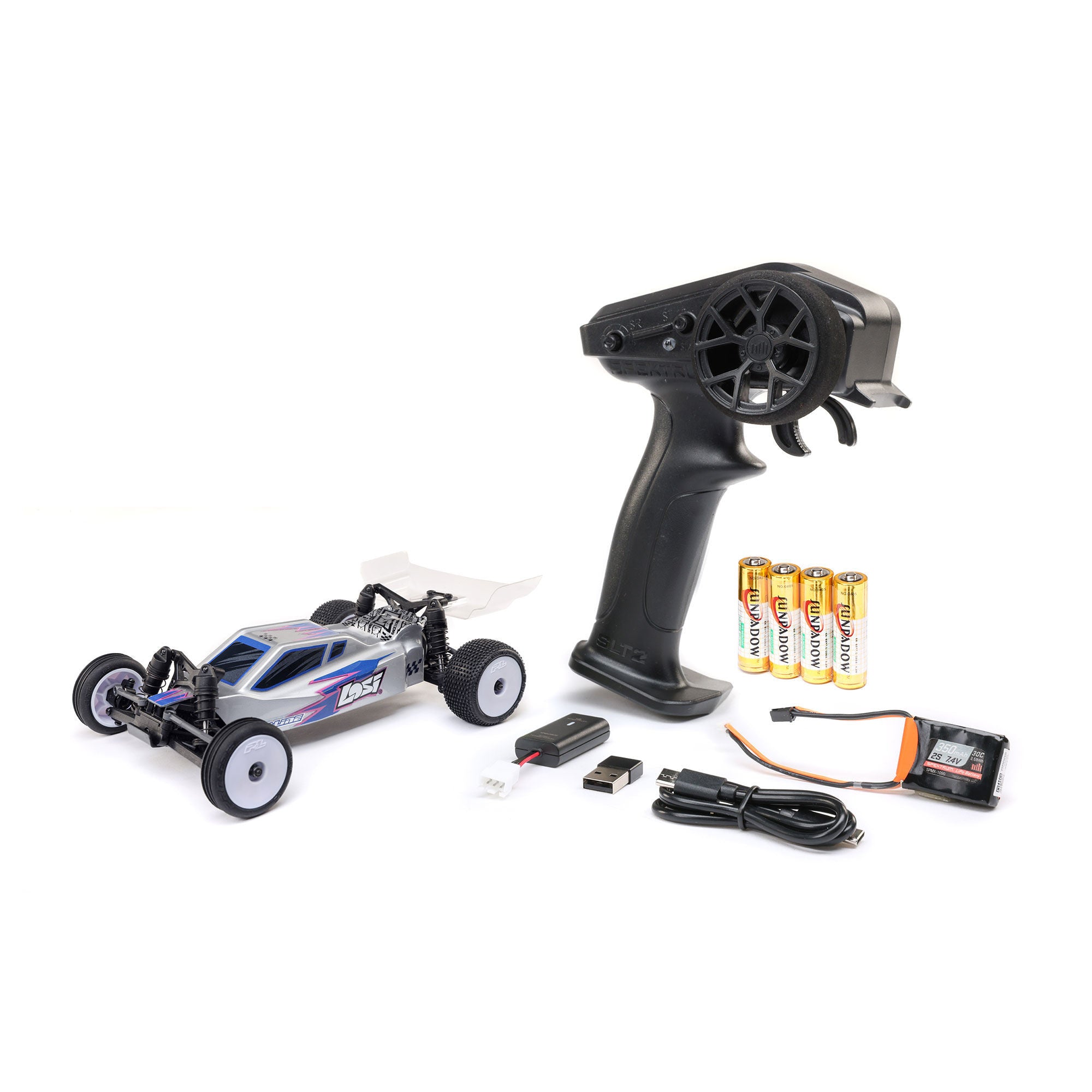 Buggy Losi 1/24 Micro-B 2WD RTR argent - LOS00007T2 - Breizh Modélisme.