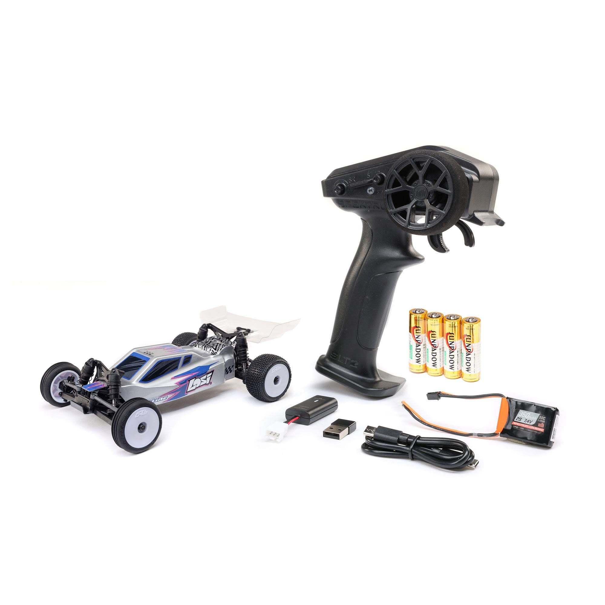 Buggy Losi 1/24 Micro-B 2WD RTR argent - LOS00007T2 - Breizh Modélisme.