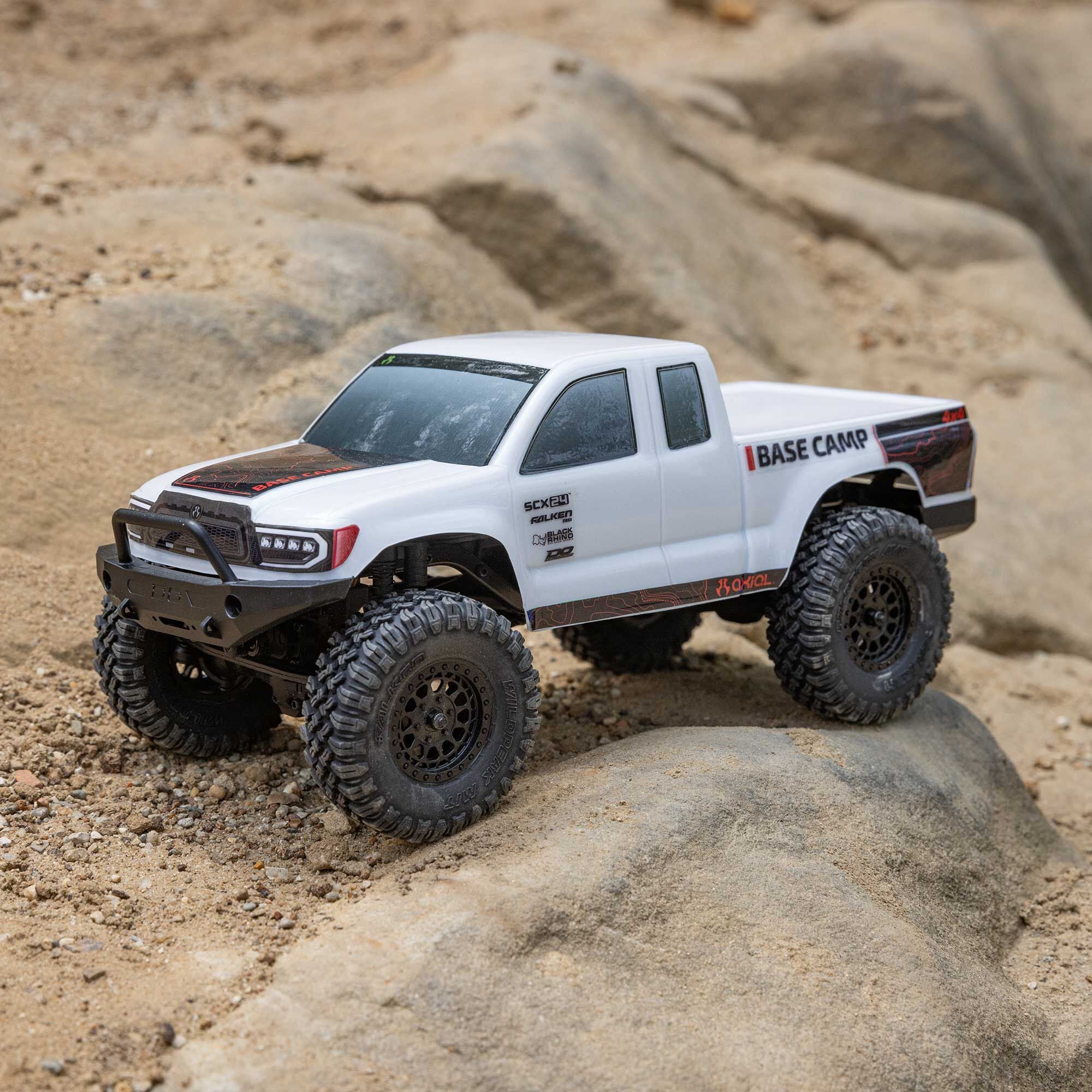 Mini rock crawler SCX24 Base Camp 4WD 1/24 charbon RTR blanc - AXI-1219T1