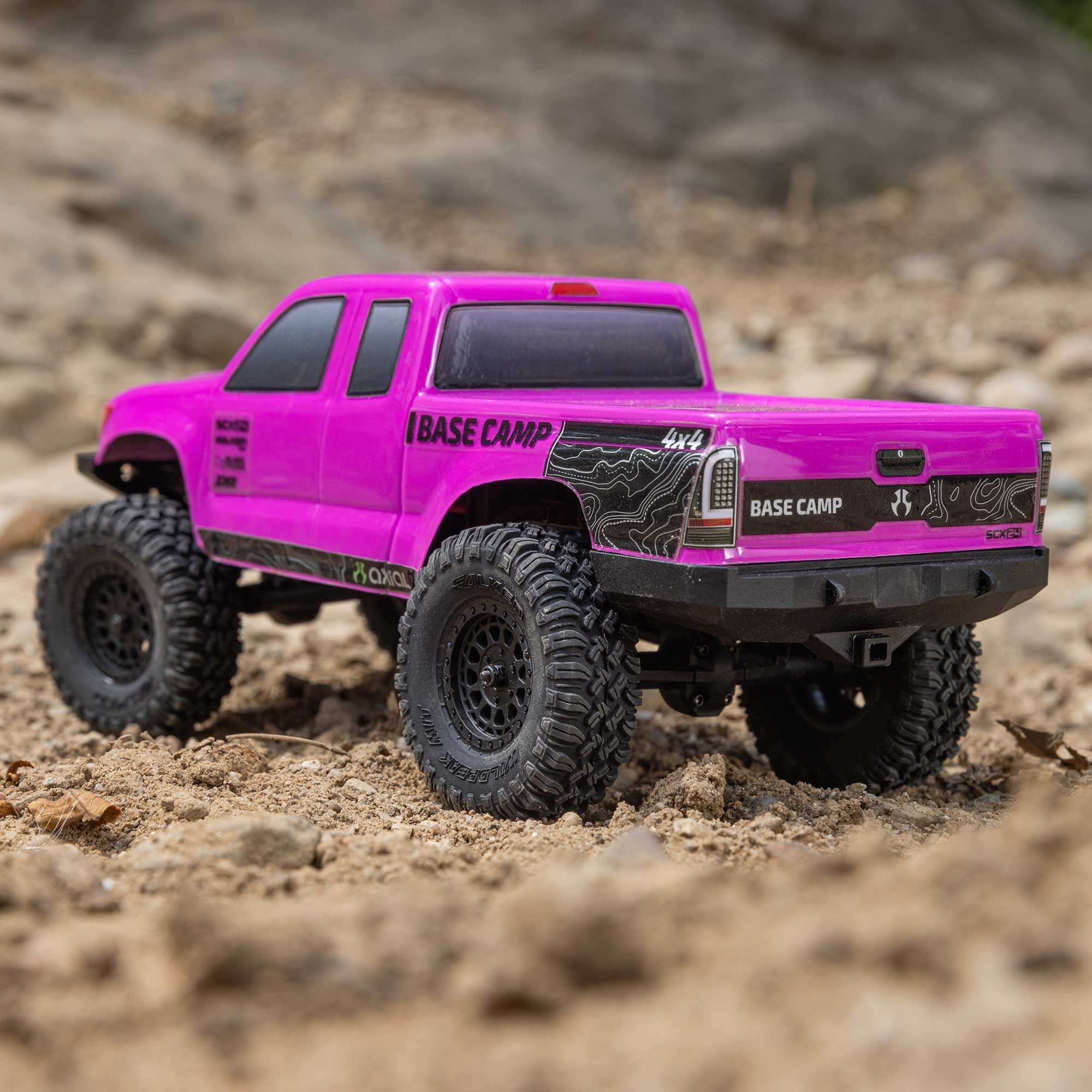 Mini rock crawler SCX24 Base Camp 4WD 1/24 charbon RTR rose - AXI-1219T3 - Breizh Modélisme.