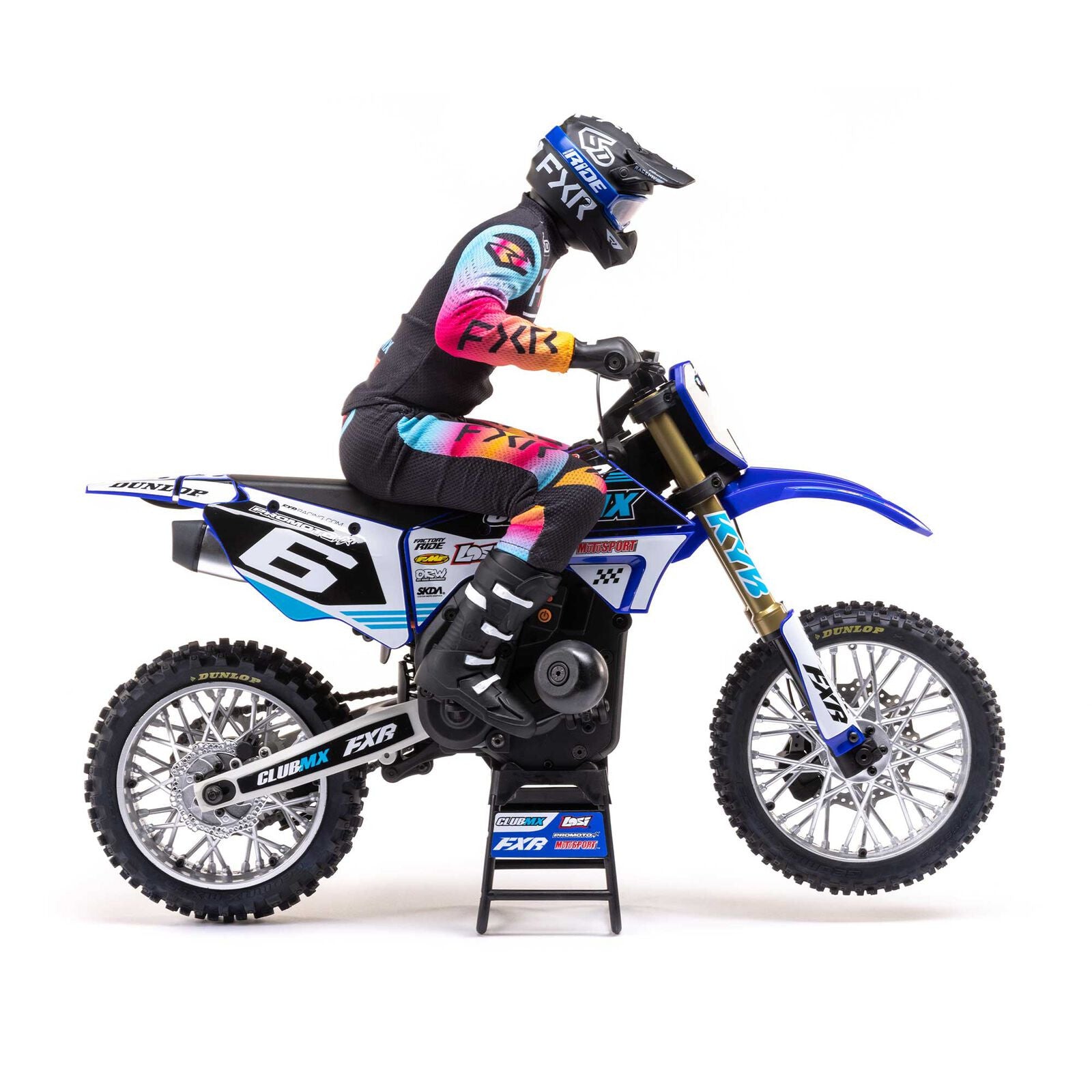Moto RC Losi 1/4 Promoto-MX Motorrad RTR, Club MX LOS06000T2 bleu - Breizh Modélisme.