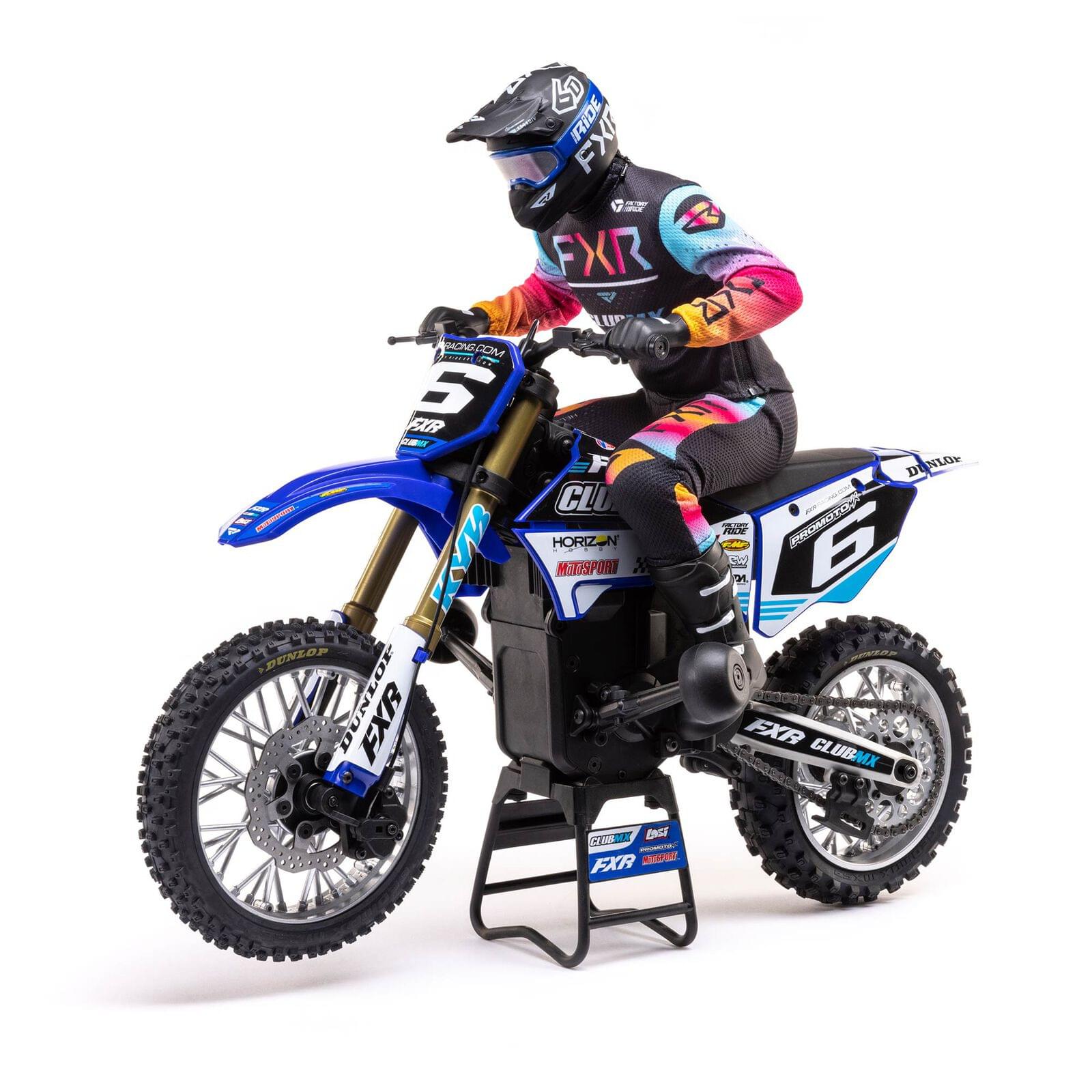 Moto RC Losi 1/4 Promoto-MX Motorrad RTR, Club MX LOS06000T2 bleu - Breizh Modélisme.