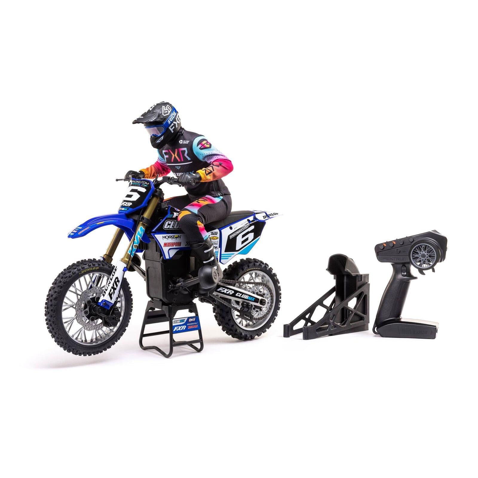 Moto RC Losi 1/4 Promoto-MX Motorrad RTR, Club MX LOS06000T2 bleu - Breizh Modélisme.