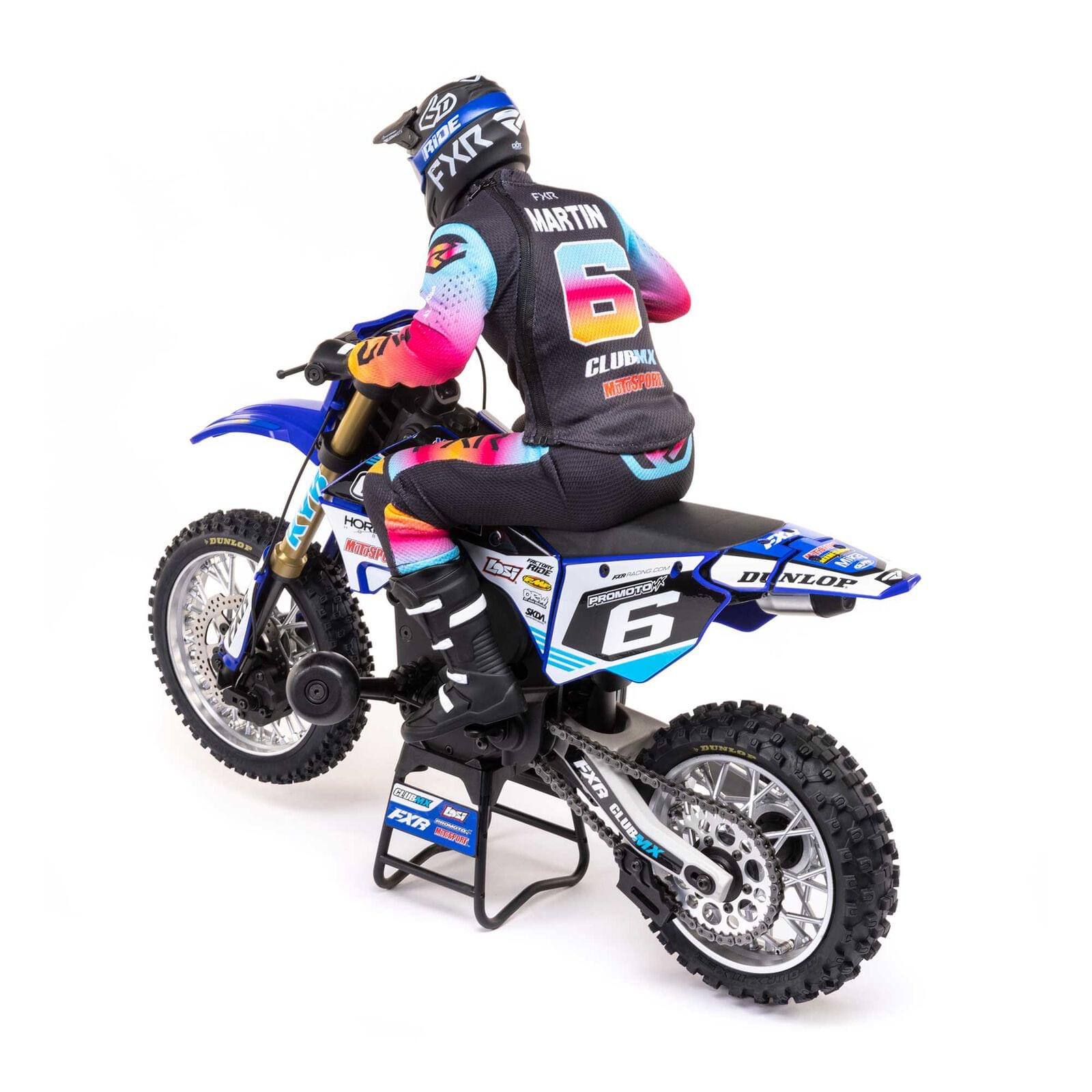 Moto RC Losi 1/4 Promoto-MX Motorrad RTR, Club MX LOS06000T2 bleu - Breizh Modélisme.