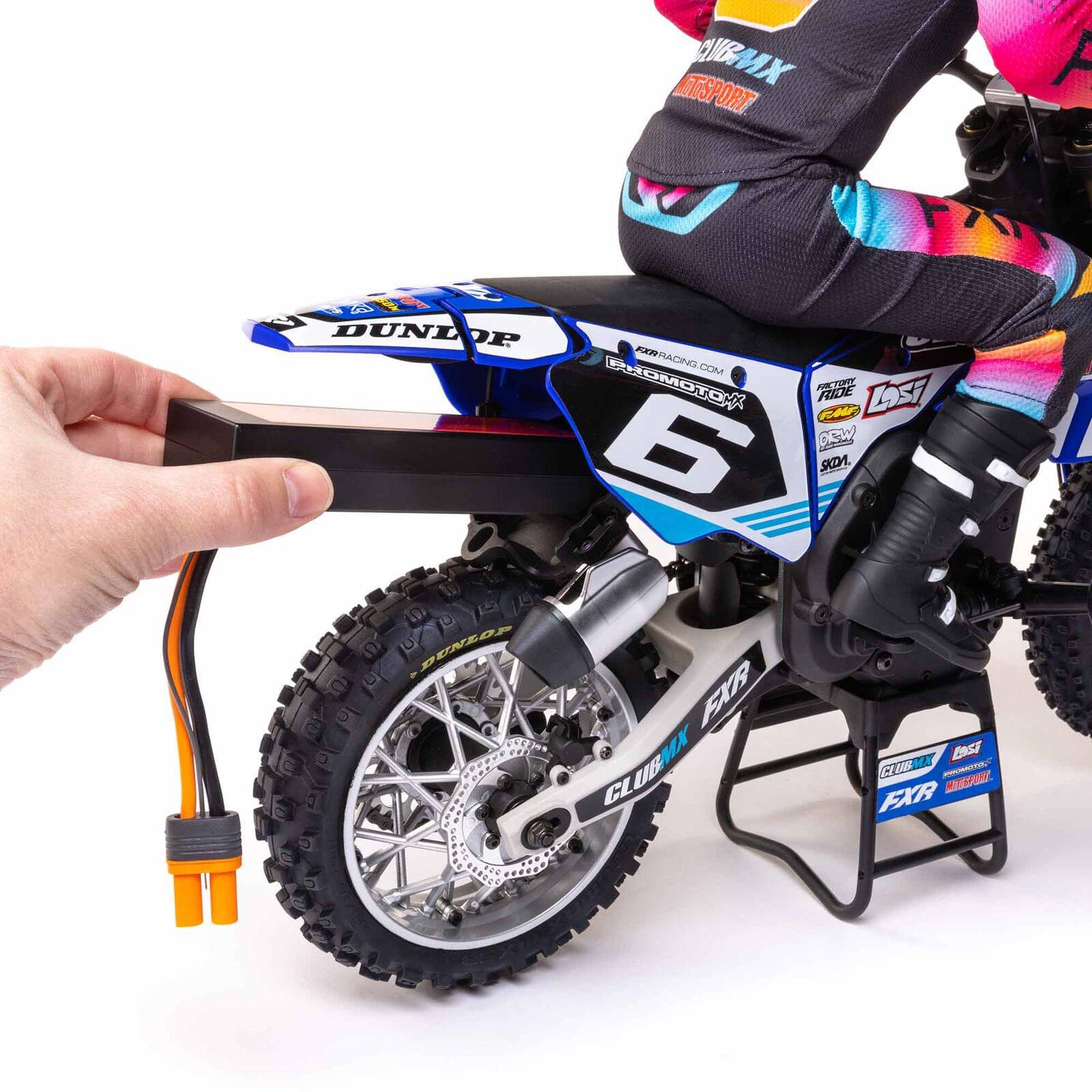 Moto RC Losi 1/4 Promoto-MX Motorrad RTR, Club MX LOS06000T2 bleu - Breizh Modélisme.