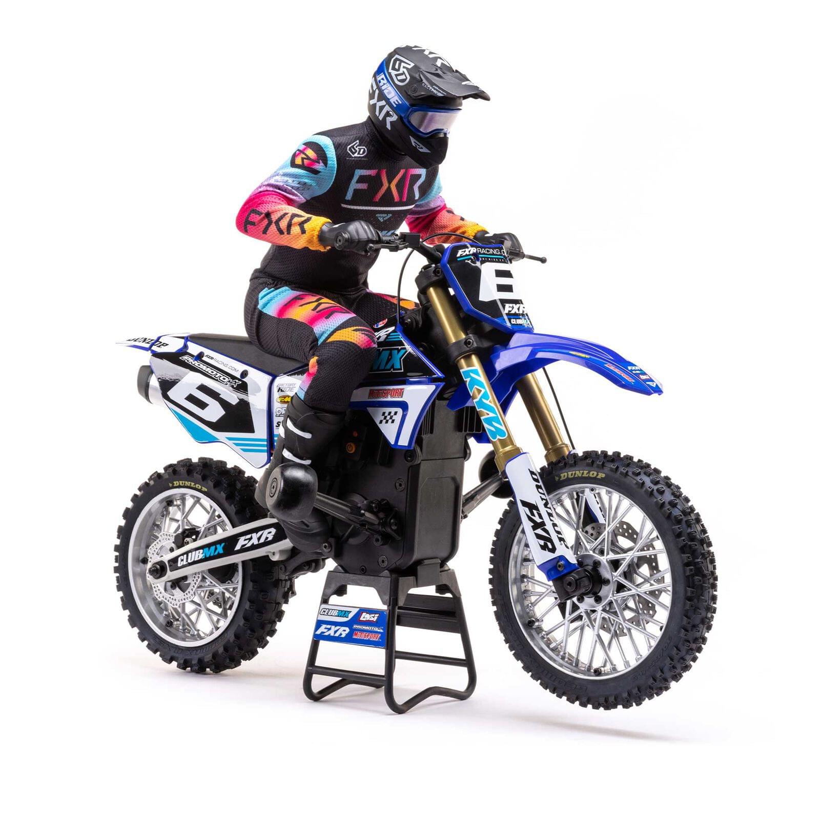 Moto RC Losi 1/4 Promoto-MX Motorrad RTR, Club MX LOS06000T2 bleu - Breizh Modélisme.