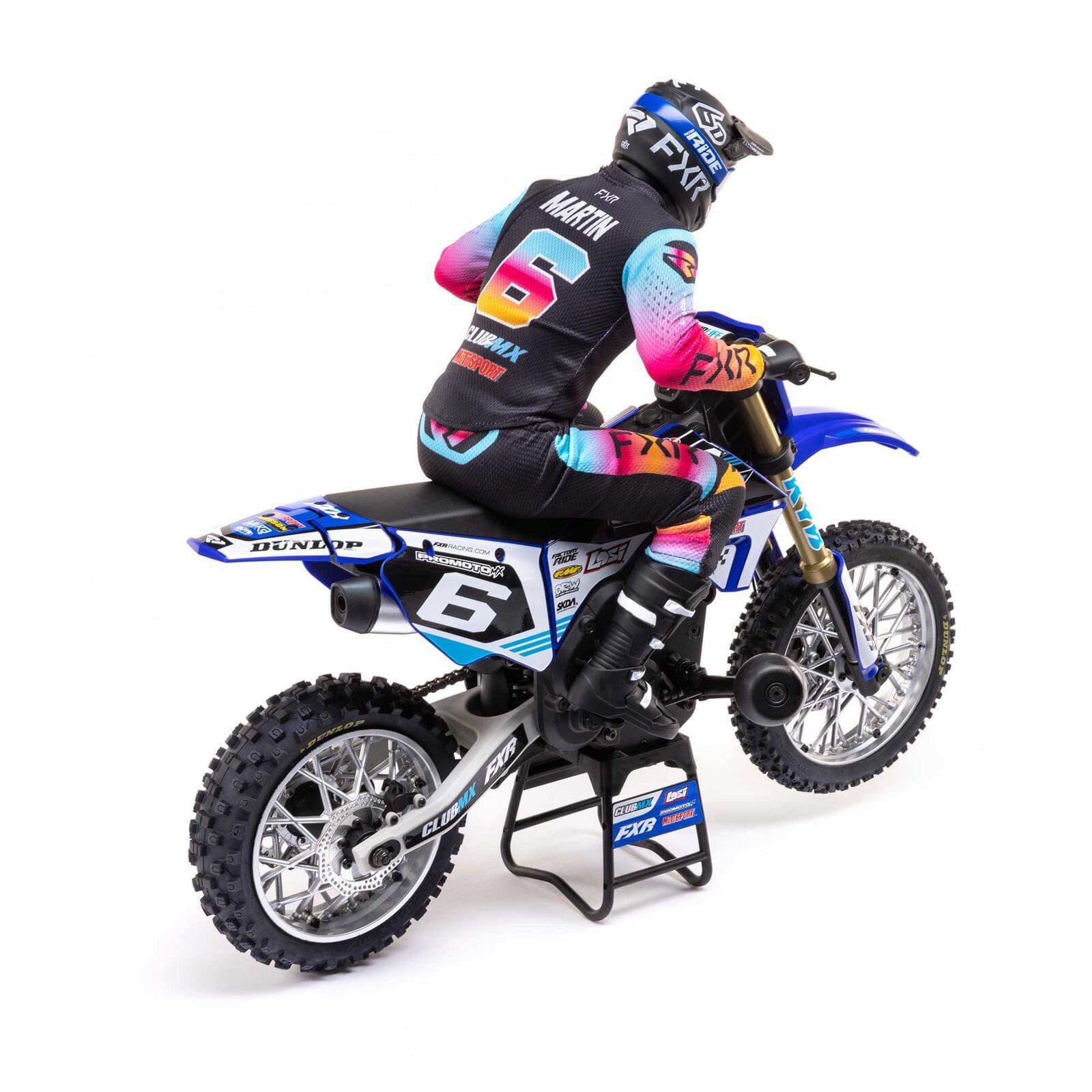 Moto RC Losi 1/4 Promoto-MX Motorrad RTR, Club MX LOS06000T2 bleu - Breizh Modélisme.