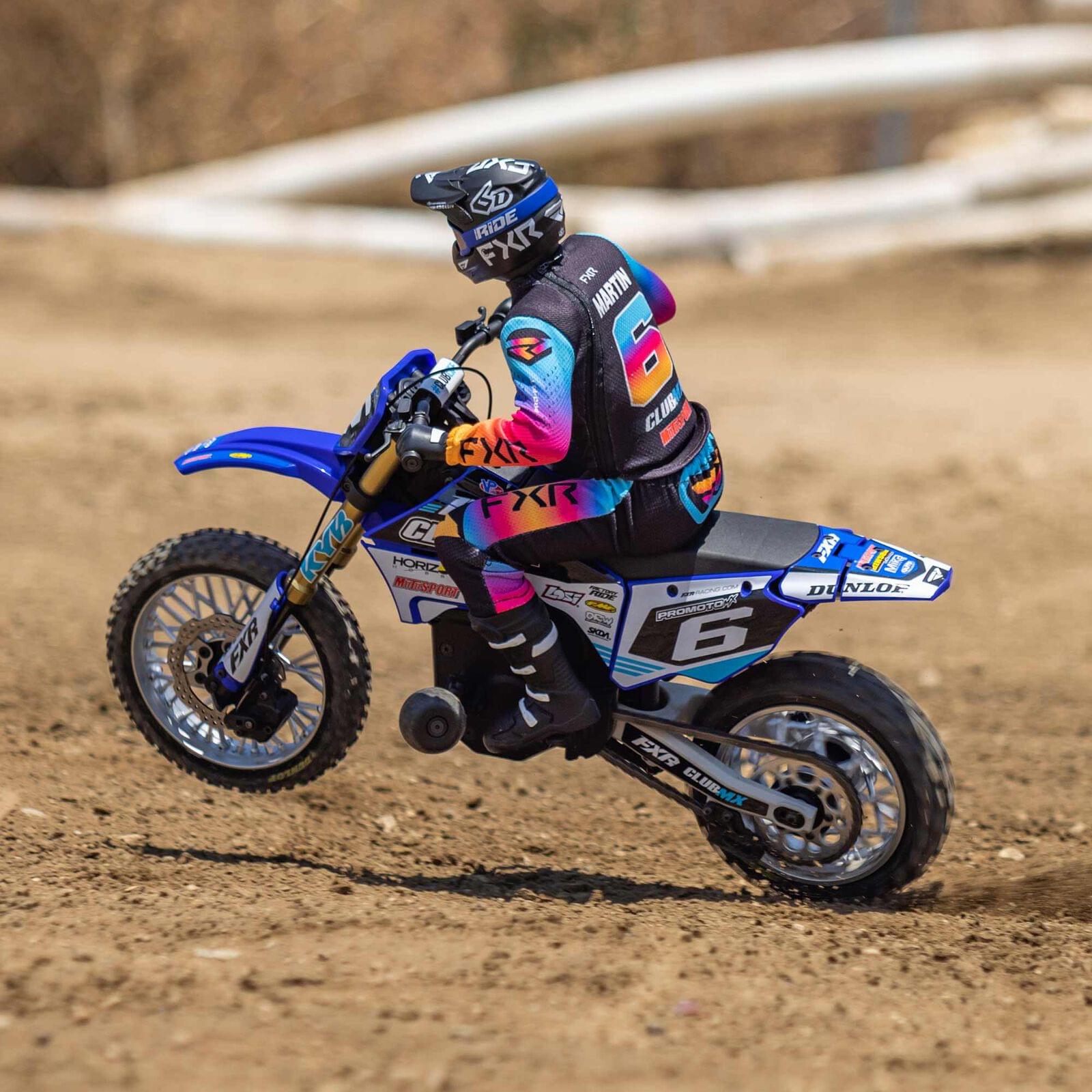 Moto RC Losi 1/4 Promoto-MX Motorrad RTR, Club MX LOS06000T2 bleu - Breizh Modélisme.