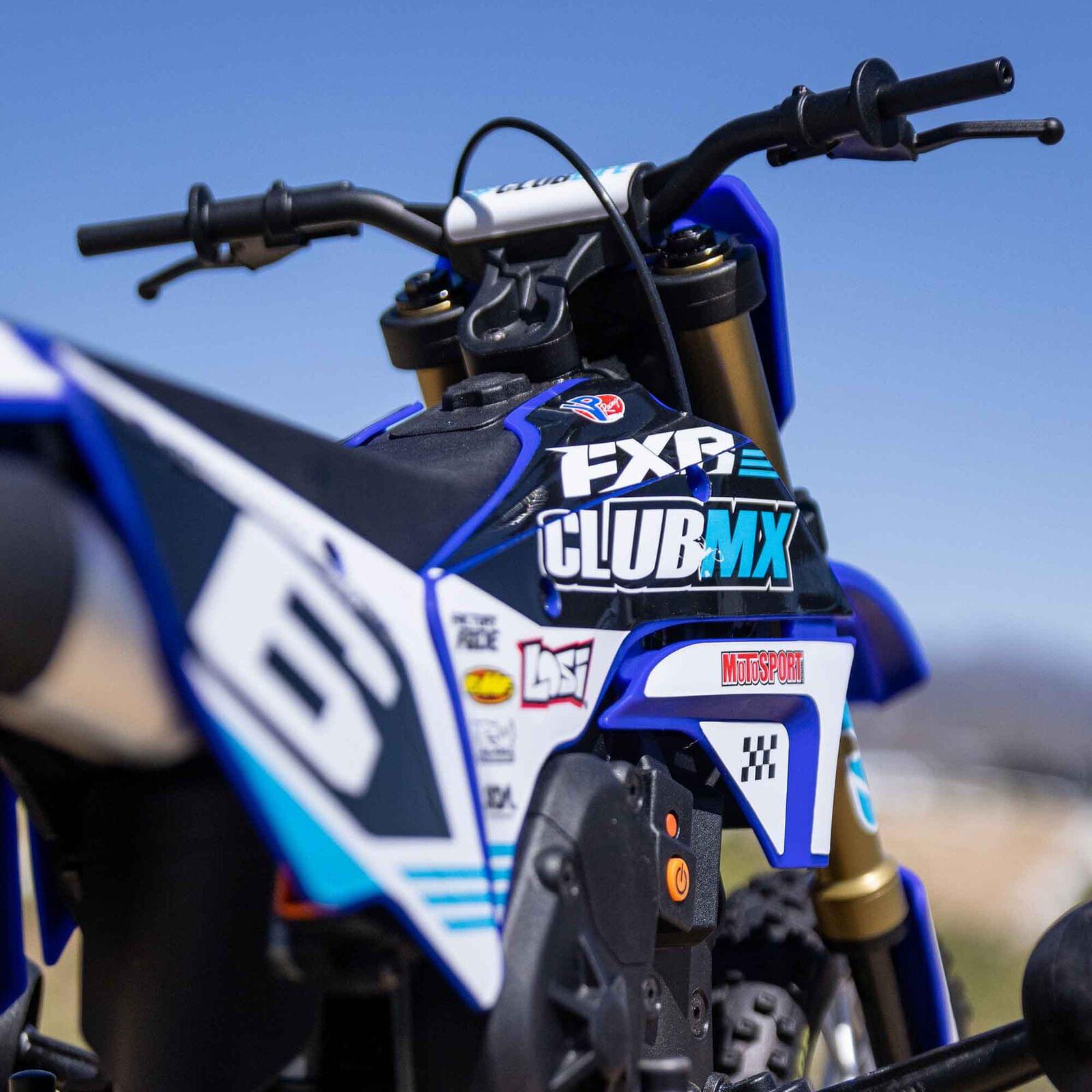 Moto RC Losi 1/4 Promoto-MX Motorrad RTR, Club MX LOS06000T2 bleu - Breizh Modélisme.