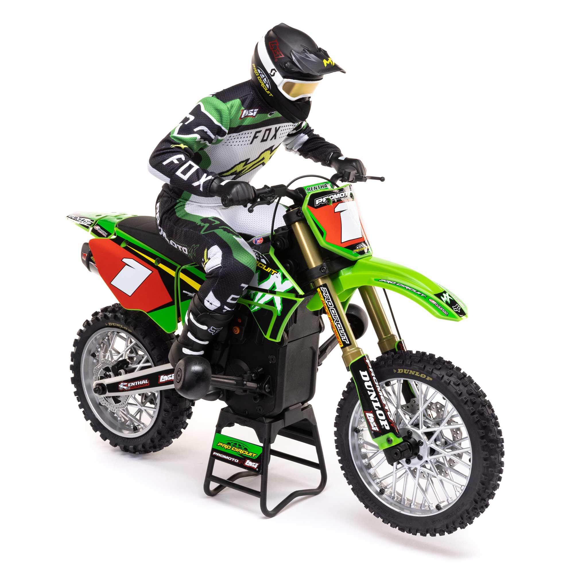 Moto RC Losi 1/4 Promoto-MX Motorrad RTR, Pro circuit LOS06002 verte - Breizh Modélisme.