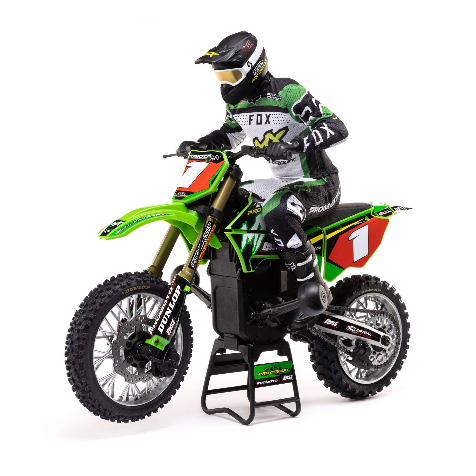 Moto RC Losi 1/4 Promoto-MX Motorrad RTR, Pro circuit LOS06002 verte - Breizh Modélisme.