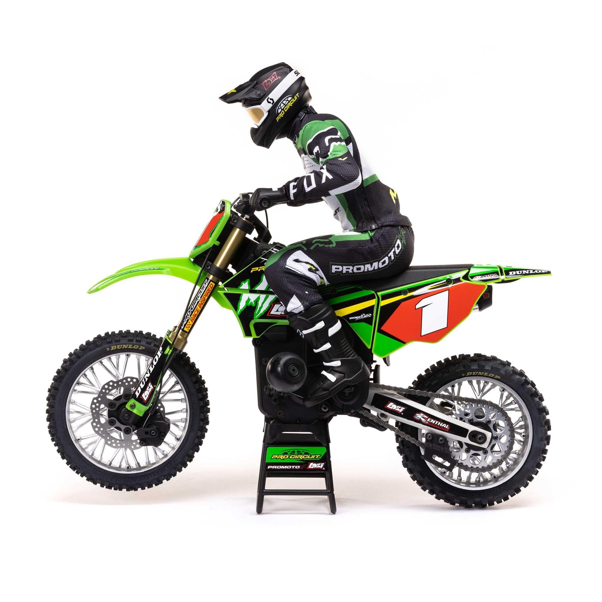 Moto RC Losi 1/4 Promoto-MX Motorrad RTR, Pro circuit LOS06002 verte - Breizh Modélisme.