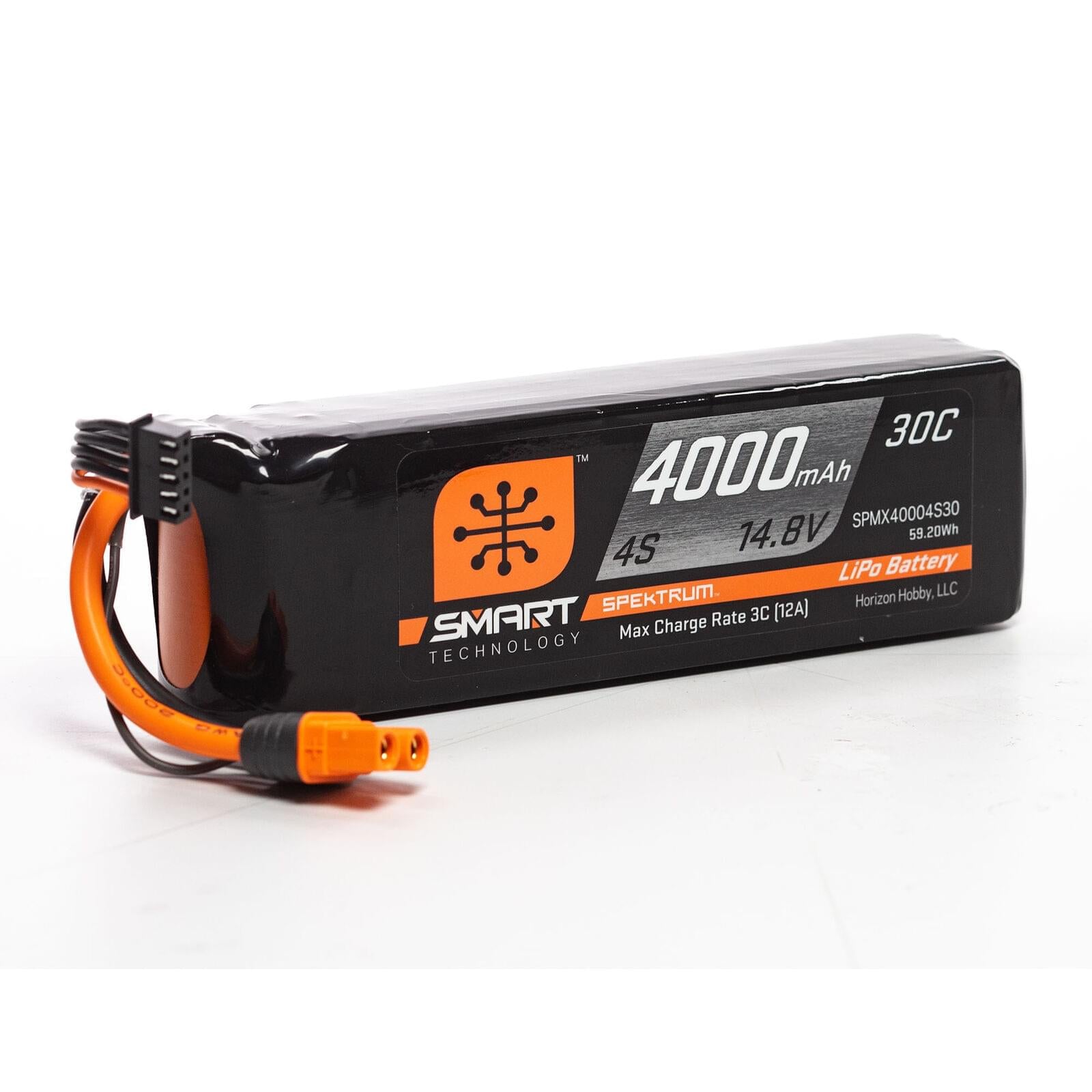 Spektrum Accu lipo Smart 14.8v 4000mah 30C IC3 SPMX40004S30 - Breizh Modélisme.