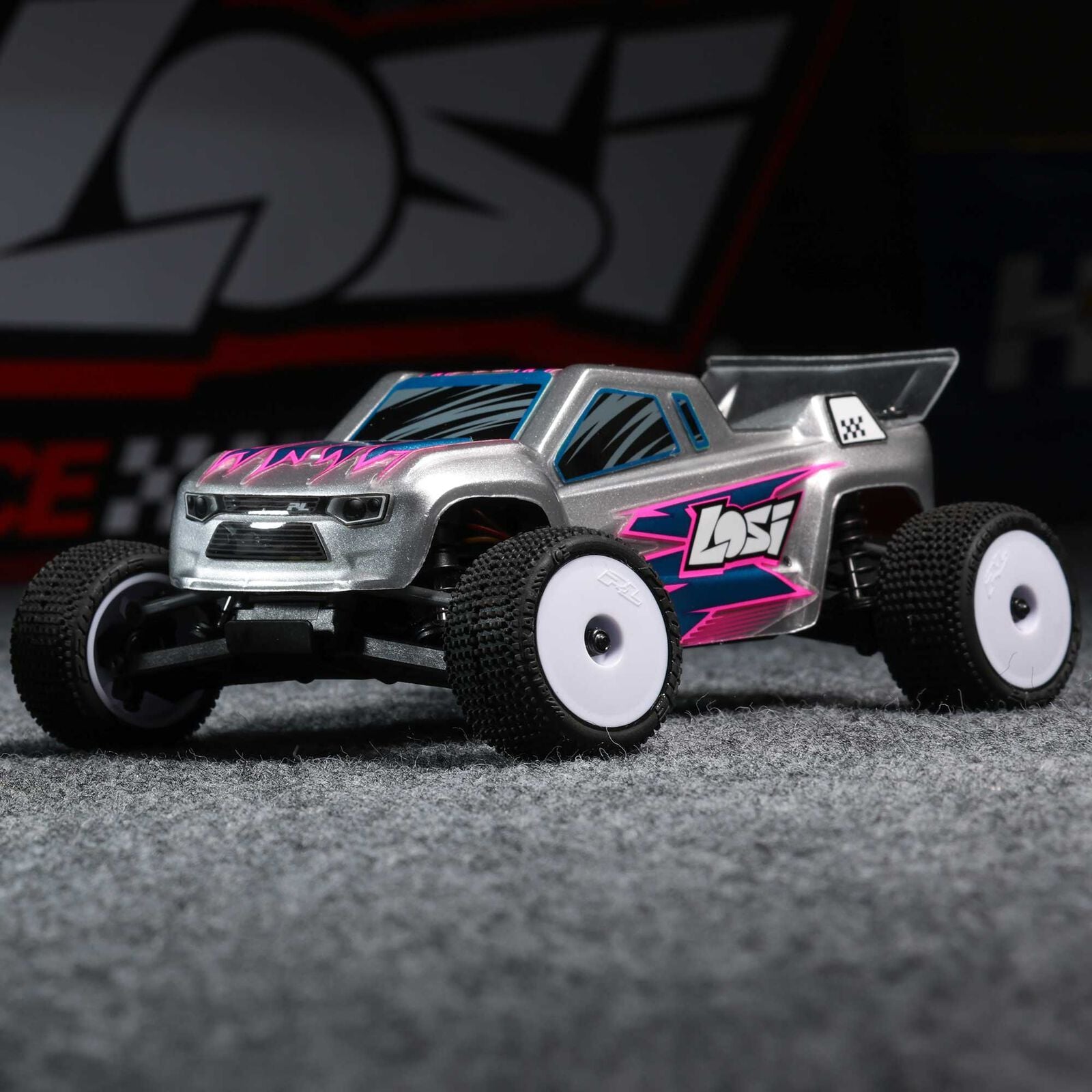 Stadium truck Losi 1/28 Micro-T 2S 2WD RTR gris LOS-1392T2 - Breizh Modélisme.