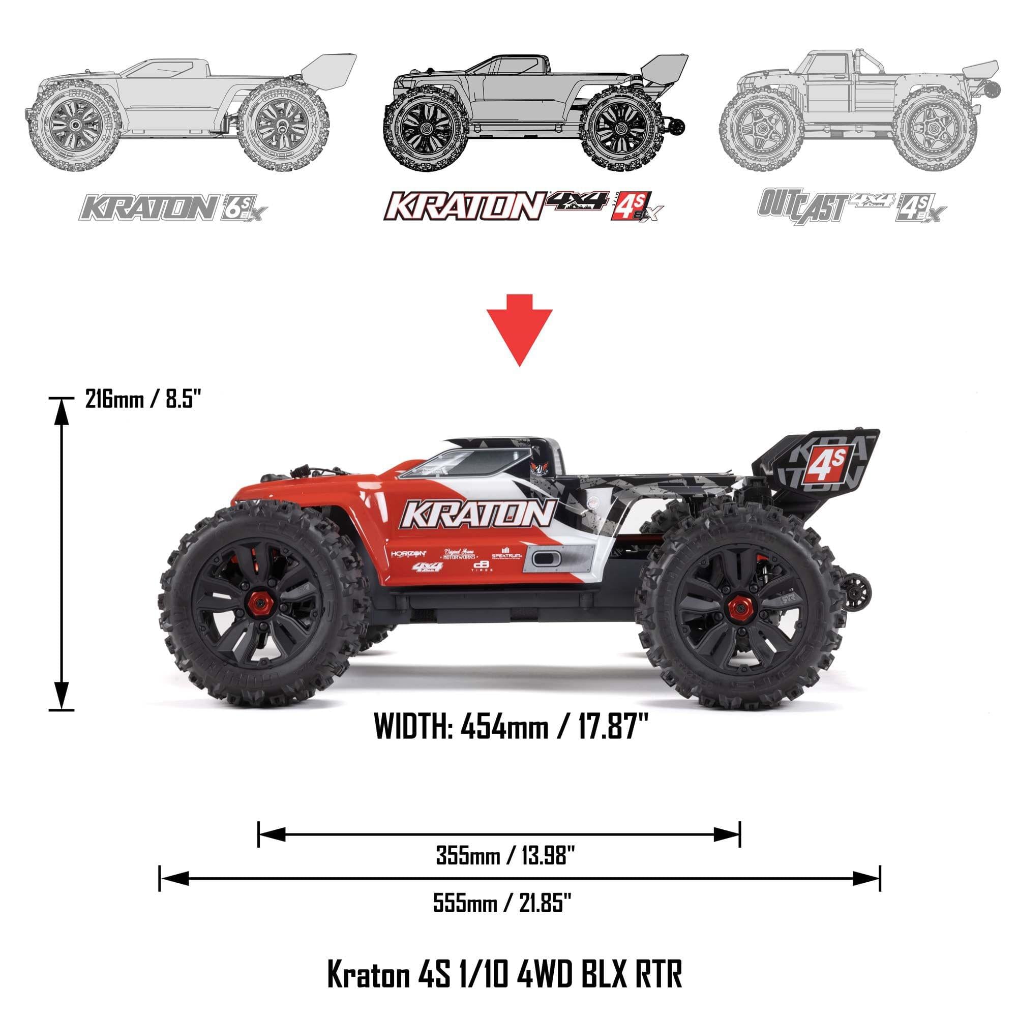 Arrma Kraton 1/10 4X4 4S V2 BLX Monster truck RTR vert ARA4408V2T4 - Breizh Modélisme.