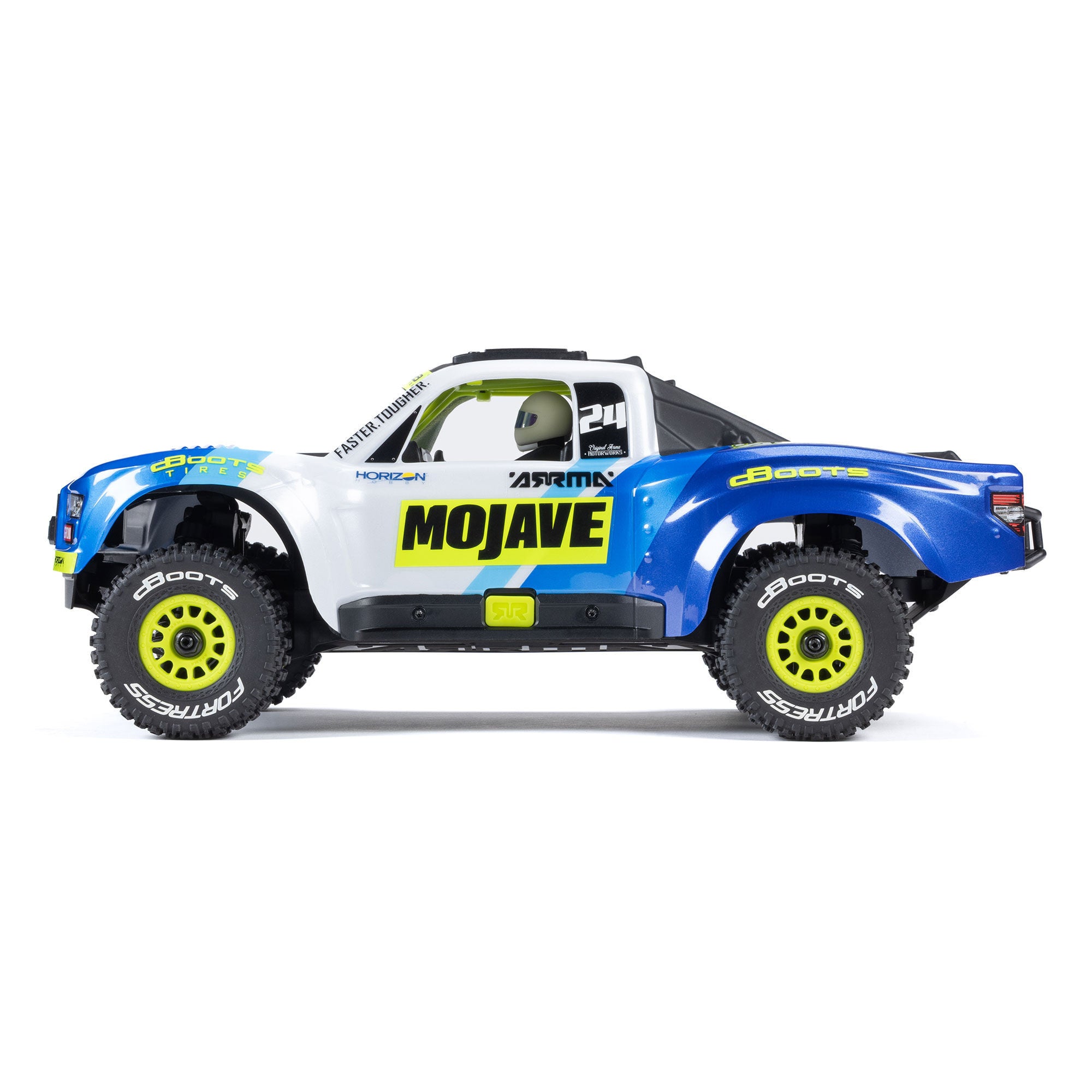 Arrma Mojave Grom Mega 1/16 380 4X4 Small Scale Desert Truck RTR blanc/bleu - Breizh Modélisme.