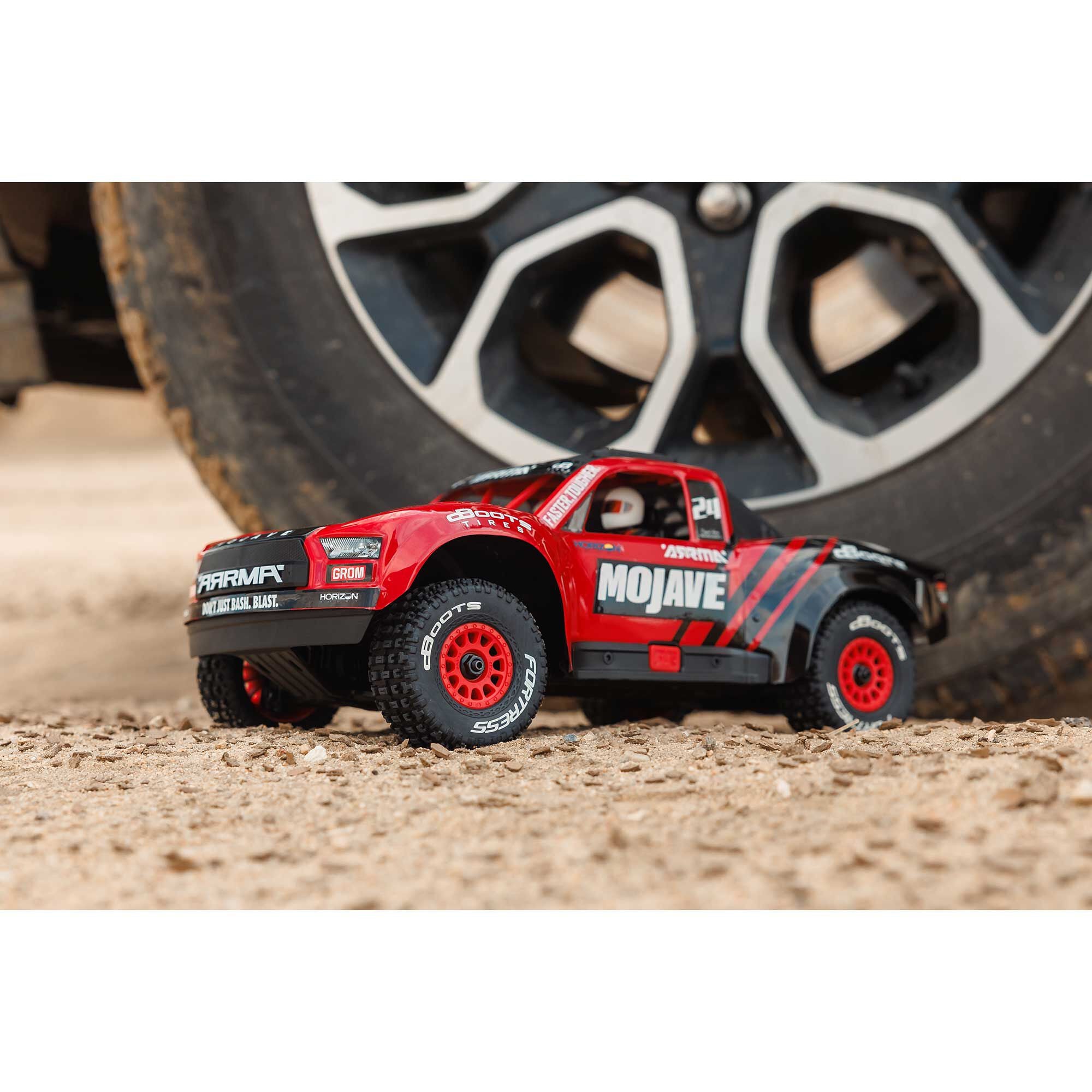 Arrma Mojave Grom Mega 1/16 380 4X4 Small Scale Desert Truck RTR rouge/noir - Breizh Modélisme.