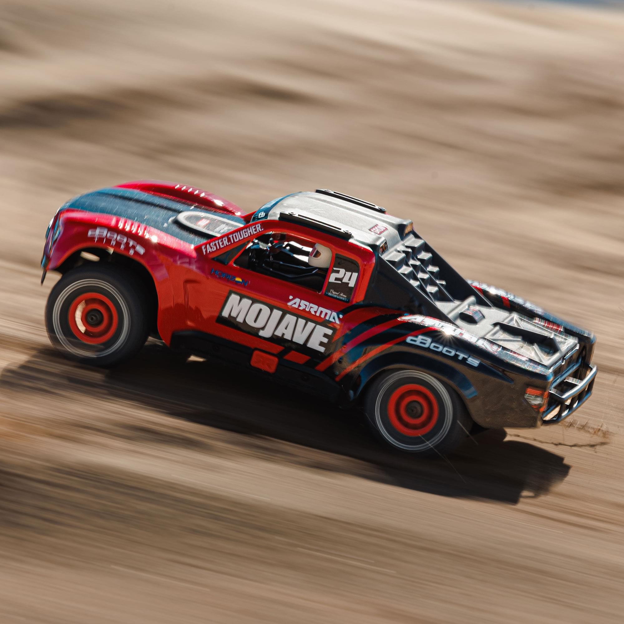 Arrma Mojave Grom Mega 1/16 380 4X4 Small Scale Desert Truck RTR rouge/noir - Breizh Modélisme.