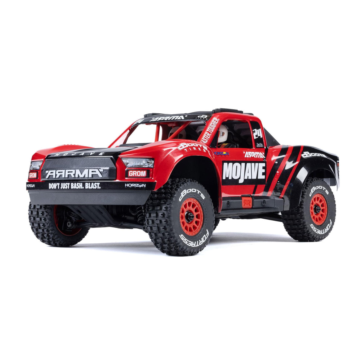 Arrma Mojave Grom Mega 1/16 380 4X4 Small Scale Desert Truck RTR rouge/noir - Breizh Modélisme.