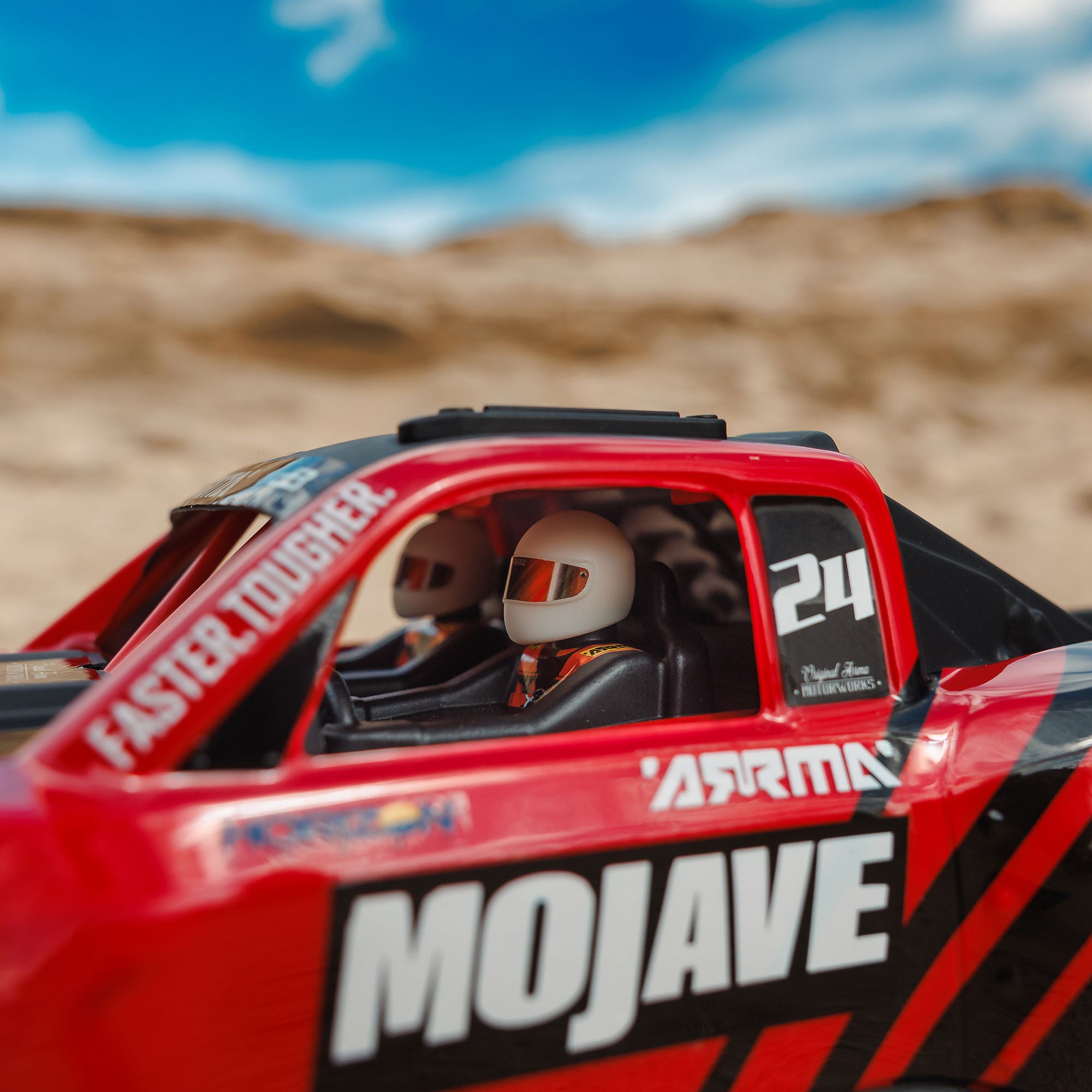 Arrma Mojave Grom Mega 1/16 380 4X4 Small Scale Desert Truck RTR rouge/noir - Breizh Modélisme.