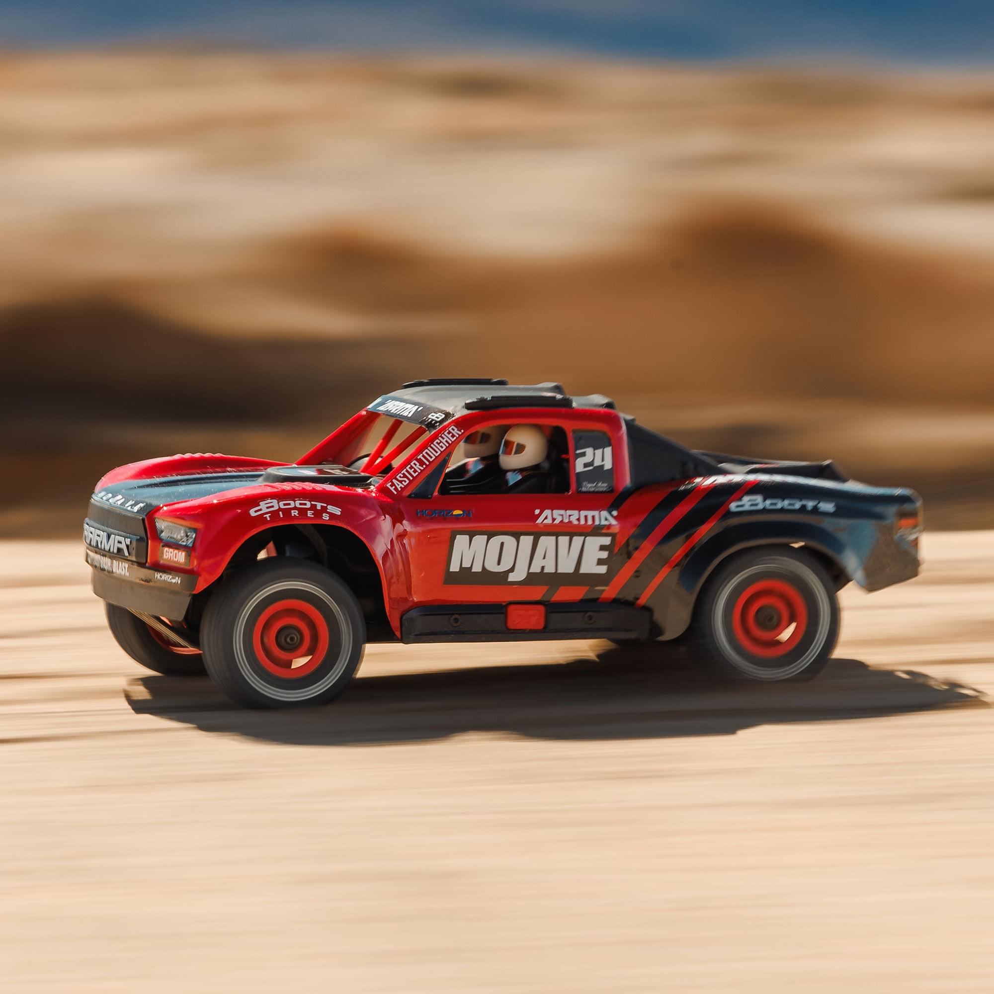Arrma Mojave Grom Mega 1/16 380 4X4 Small Scale Desert Truck RTR rouge/noir - Breizh Modélisme.