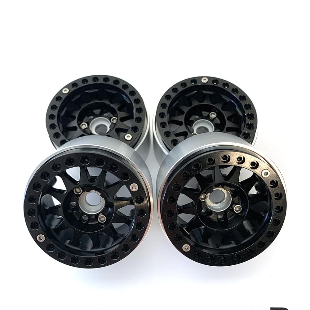 4 Jantes Crawler Beadlock 1.9 en Aluminium HRC - 65101BK" - Breizh Modélisme.