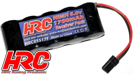 Batterie Ni-Mh 6V.1700mAh Ni-Mh Plat - prise UNI - 85x30x18mm - Breizh Modélisme.