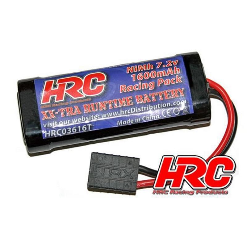 Batterie NiMh 7.2V 1600 mAh Prise TRX (93x35x19mm) - HRC03616T - Breizh Modélisme.