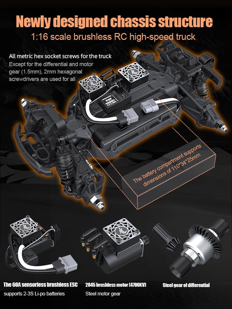 Udi RC Snowclaw Monster Truck 1/16 Brushless RTR Pro Plus 1610S - Breizh Modélisme.