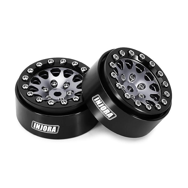 4 jantes Beadlock en aluminium gris anodisé INJORA 1,3 pour crawler RC 1/24, 1/18 - YQW-1311BG" - Breizh Modélisme.