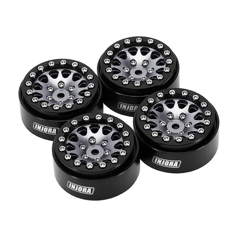 4 jantes Beadlock en aluminium gris anodisé INJORA 1,3 pour crawler RC 1/24, 1/18 - YQW-1311BG" - Breizh Modélisme.