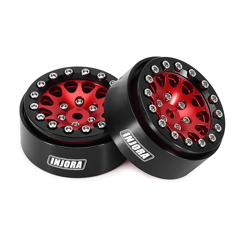4 jantes Beadlock en aluminium rouge INJORA 1,3 pour crawler RC 1/24, 1/18 - YQW-1311RD" - Breizh Modélisme.