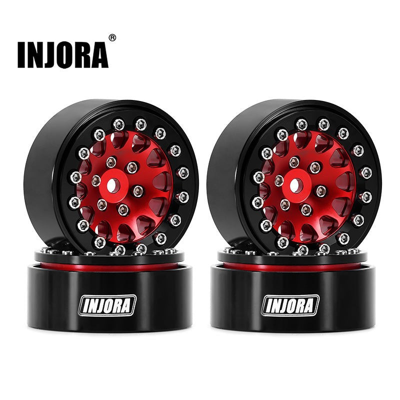 4 jantes Beadlock en aluminium rouge INJORA 1,3 pour crawler RC 1/24, 1/18 - YQW-1311RD" - Breizh Modélisme.