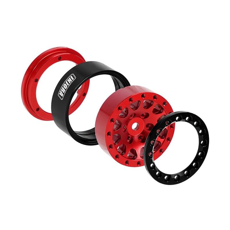 4 jantes Beadlock en aluminium rouge INJORA 1,3 pour crawler RC 1/24, 1/18 - YQW-1311RD" - Breizh Modélisme.