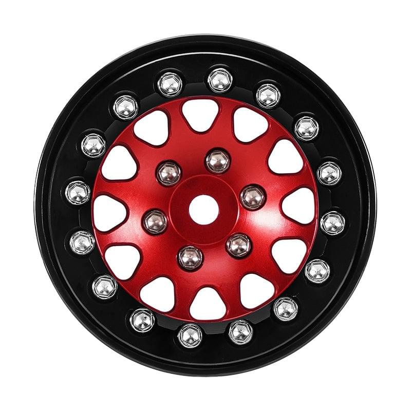 4 jantes Beadlock en aluminium rouge INJORA 1,3 pour crawler RC 1/24, 1/18 - YQW-1311RD" - Breizh Modélisme.