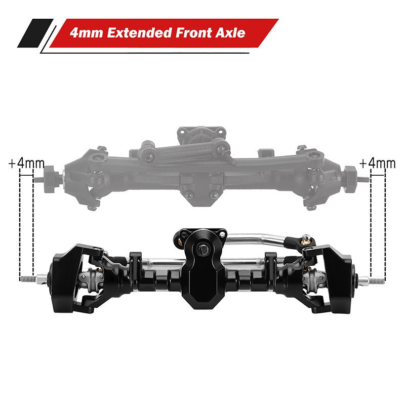 Axe en aluminium à double articulation INJORA ProSteer pour 1/24 SCX24 - SCX24-184BKF - Breizh Modélisme.
