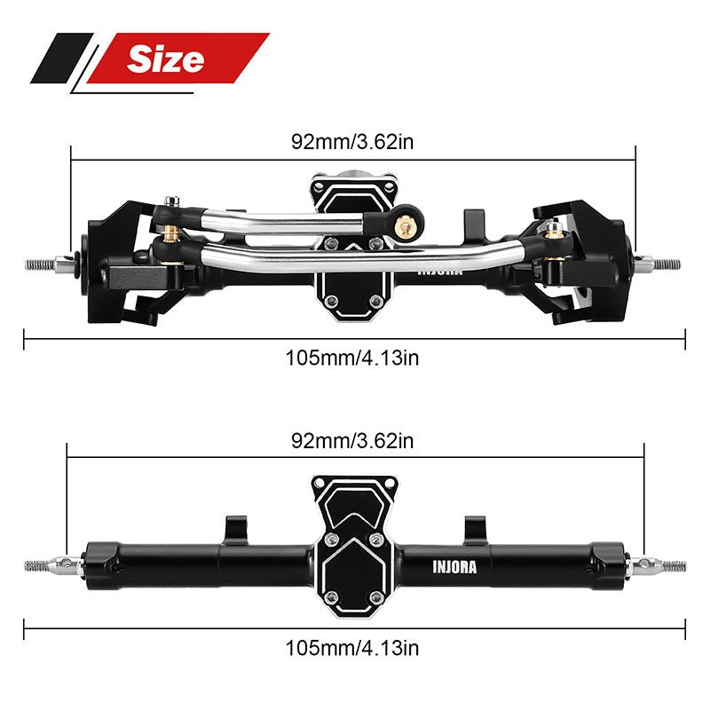 Axe en aluminium à double articulation INJORA ProSteer pour 1/24 SCX24 - SCX24-184BKF - Breizh Modélisme.