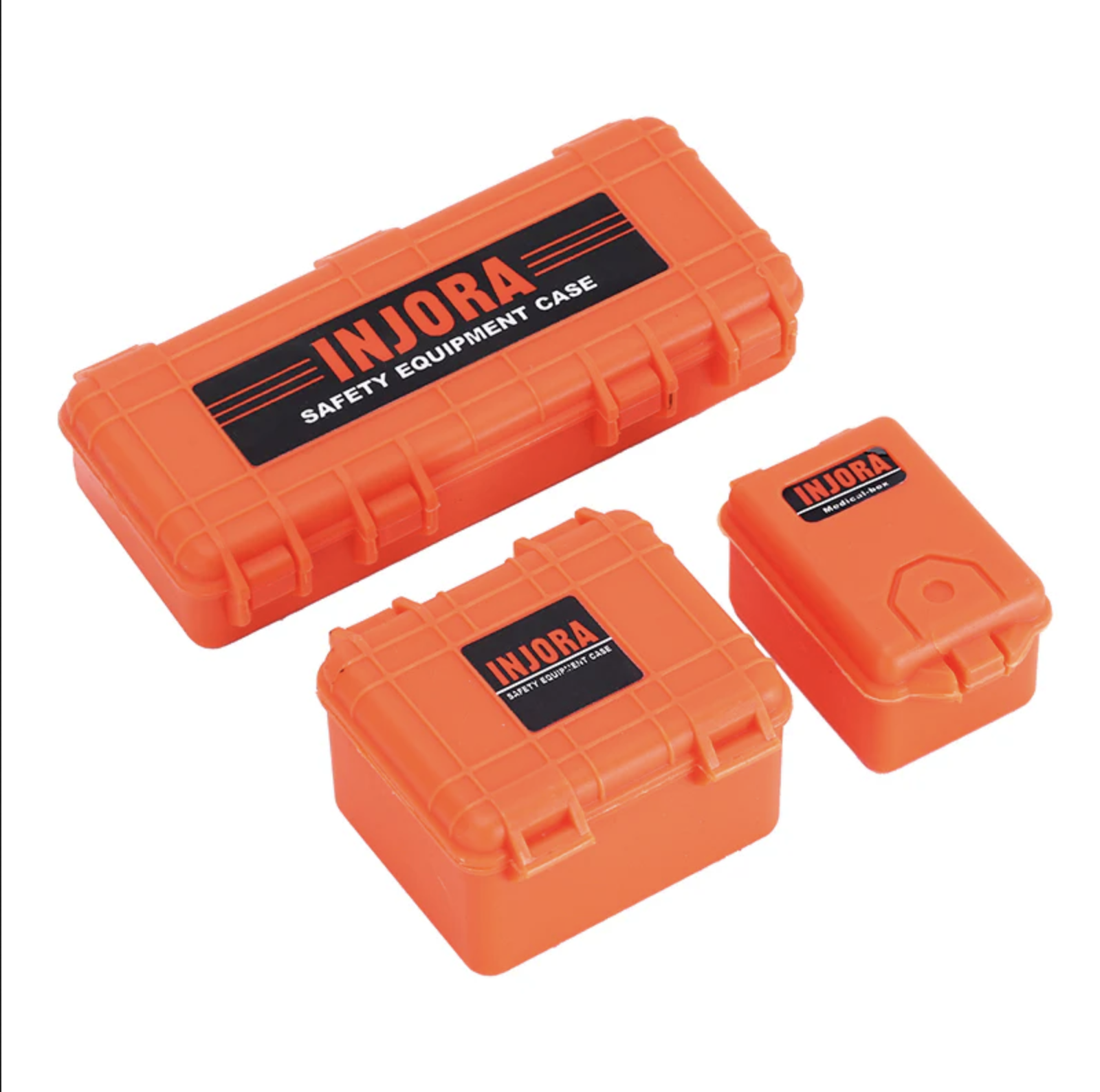 INJORA 3 pièces boîtes de rangement en plastique orange accessoires pour crawler 1/10 - Breizh Modélisme.