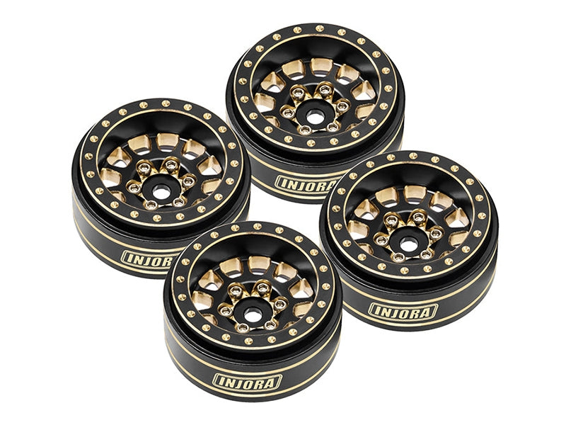 Injora 4 jantes 1.0 Beadlock alu avec poids laiton 42grs crawlers 1/24 1/18 - Breizh Modélisme.
