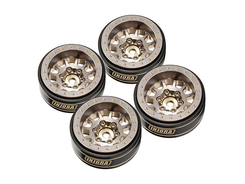 Injora 4 jantes 1.0 Beadlock alu avec poids laiton 42grs crawlers 1/24 1/18 gris - Breizh Modélisme.