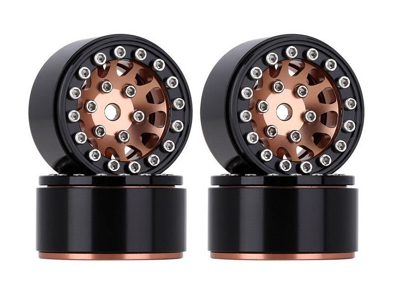 Injora 4 jantes 1.0 Beadlock Alu pour crawlers 1/18 1/24 (W1049) - Bronze - Breizh Modélisme.