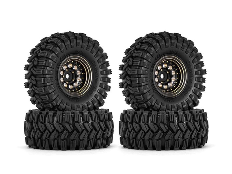 Injora 4 jantes avec pneus 1.0 Beadlock pour crawlers RC 1/24 1/18 - Breizh Modélisme.