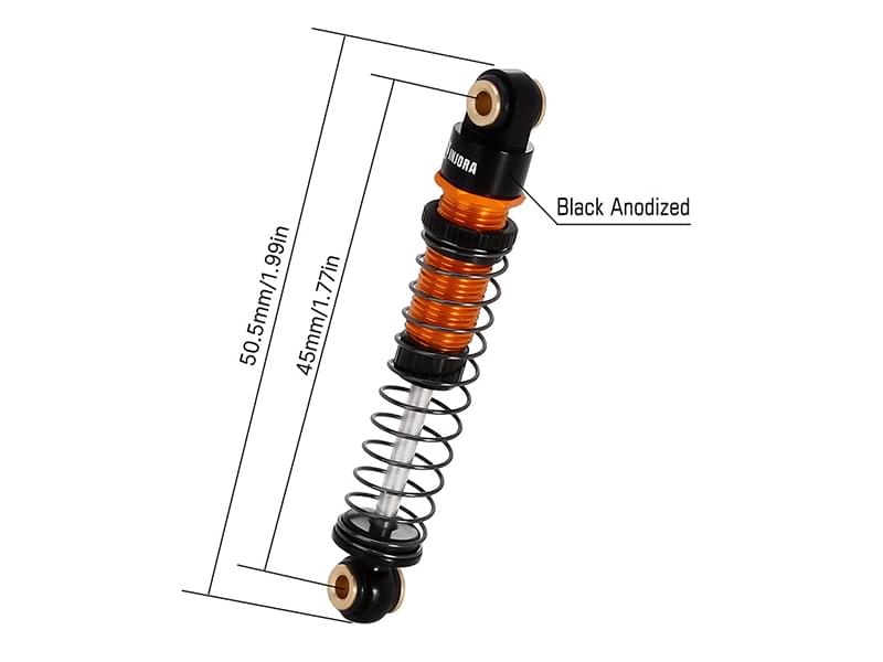 Injora 45mm Amortisseurs orange avec huiles pour FMS FCX24 FCX18 - Breizh Modélisme.
