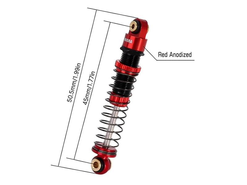 Injora 45mm Amortisseurs rouge avec huiles pour FMS FCX24 FCX18 - Breizh Modélisme.
