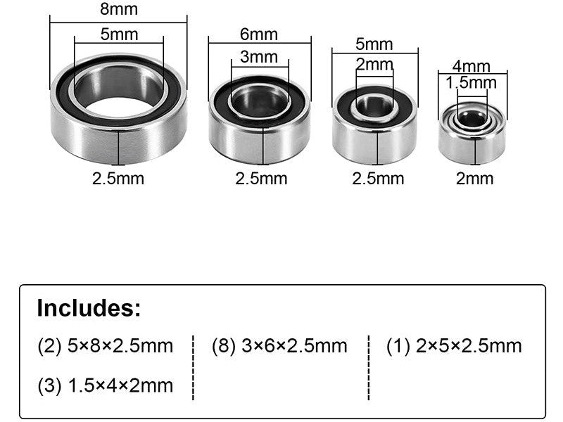 Kit de roulements INJORA pour Buggy Losi Micro-B 1/24 (14) - Breizh Modélisme.