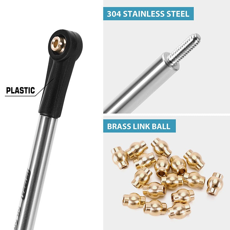 Lot de 4 maillons de châssis à dégagement élevé en acier inoxydable pour Axial SCX24 - SCX24-185 - Breizh Modélisme.