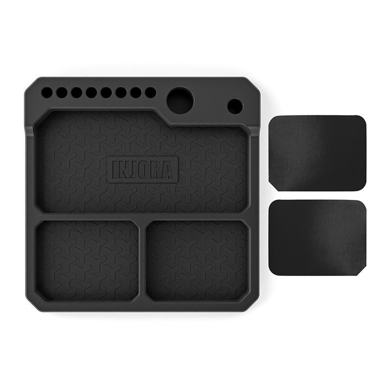 Plateau de pièces en silicone INJORA avec support à outils (160 x 160 mm) - TOOL-66 - Breizh Modélisme.