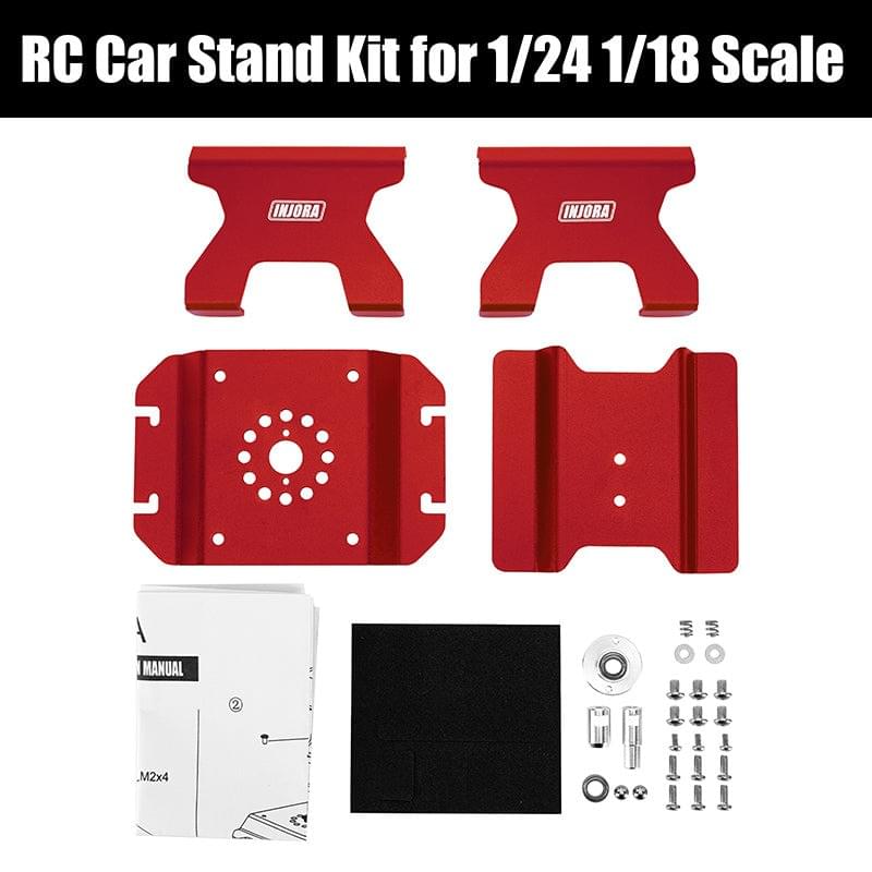 Support de voiture RC en aluminium rouge INJORA pour voiture RC 1/24, 1/18 - TOOL-63RD - Breizh Modélisme.