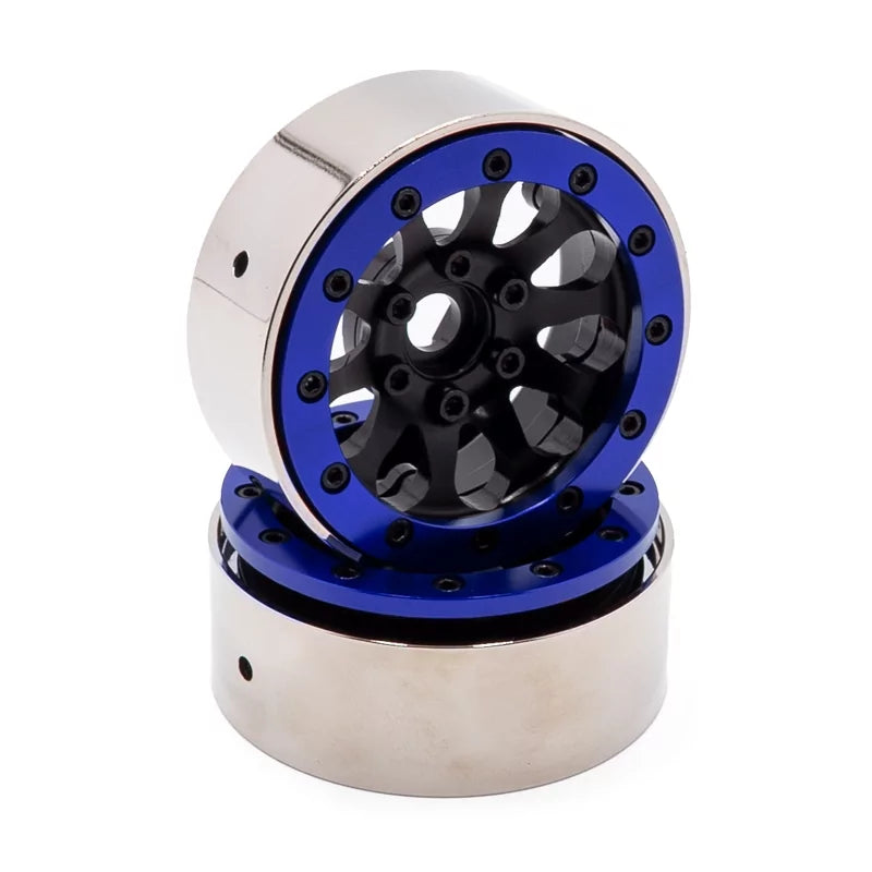 Jantes Crawler Noir/Bleu Alu/Métal 1.9 beadlock Performance (x2) - HTR-T603 - Breizh Modélisme.